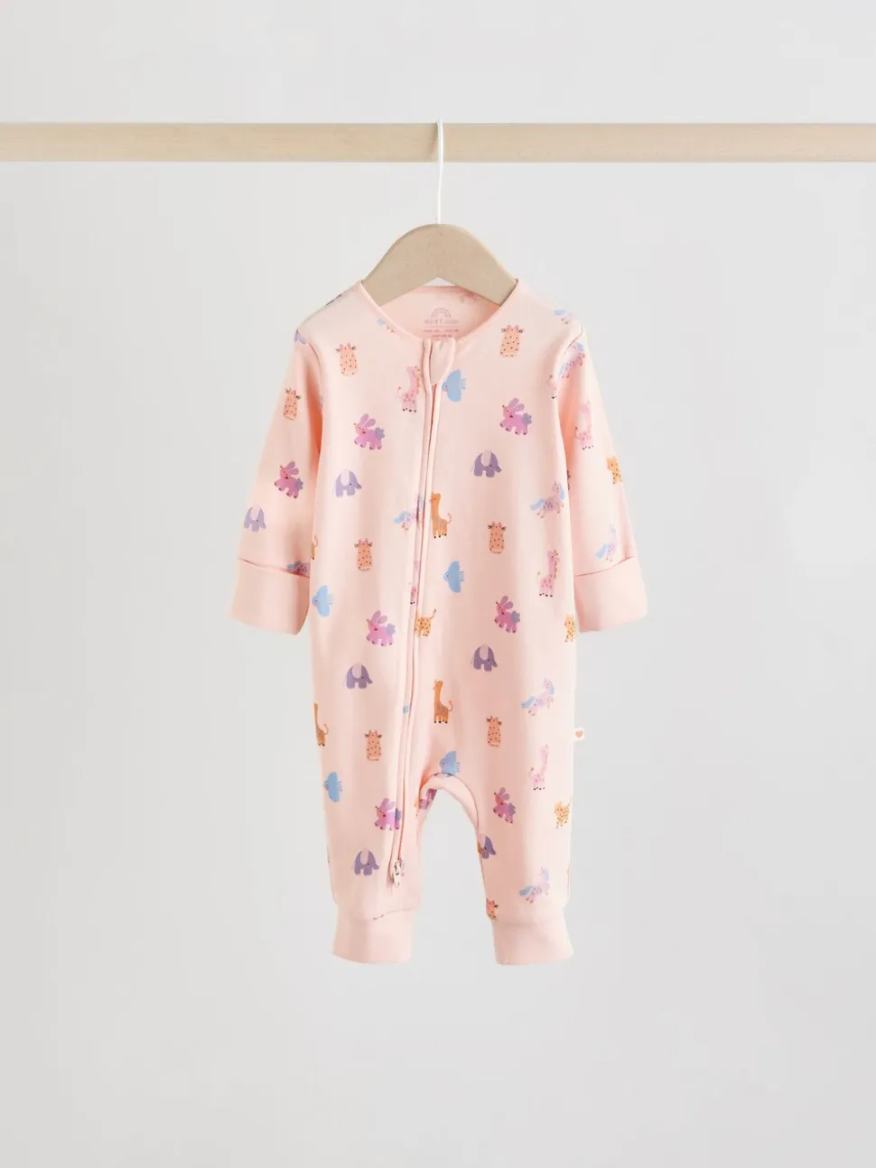 Roze met karakteristieke dierenprint - Verpakking van 5 babyslaappakjes met tweewegrits (0 mnd - 3 jr)