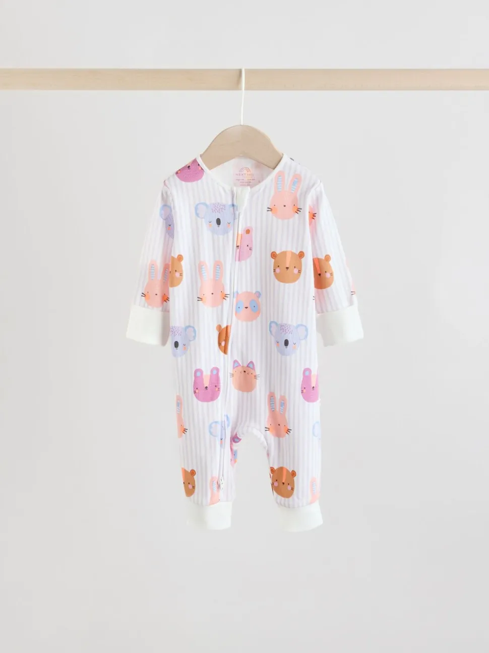 Roze met karakteristieke dierenprint - Verpakking van 5 babyslaappakjes met tweewegrits (0 mnd - 3 jr)
