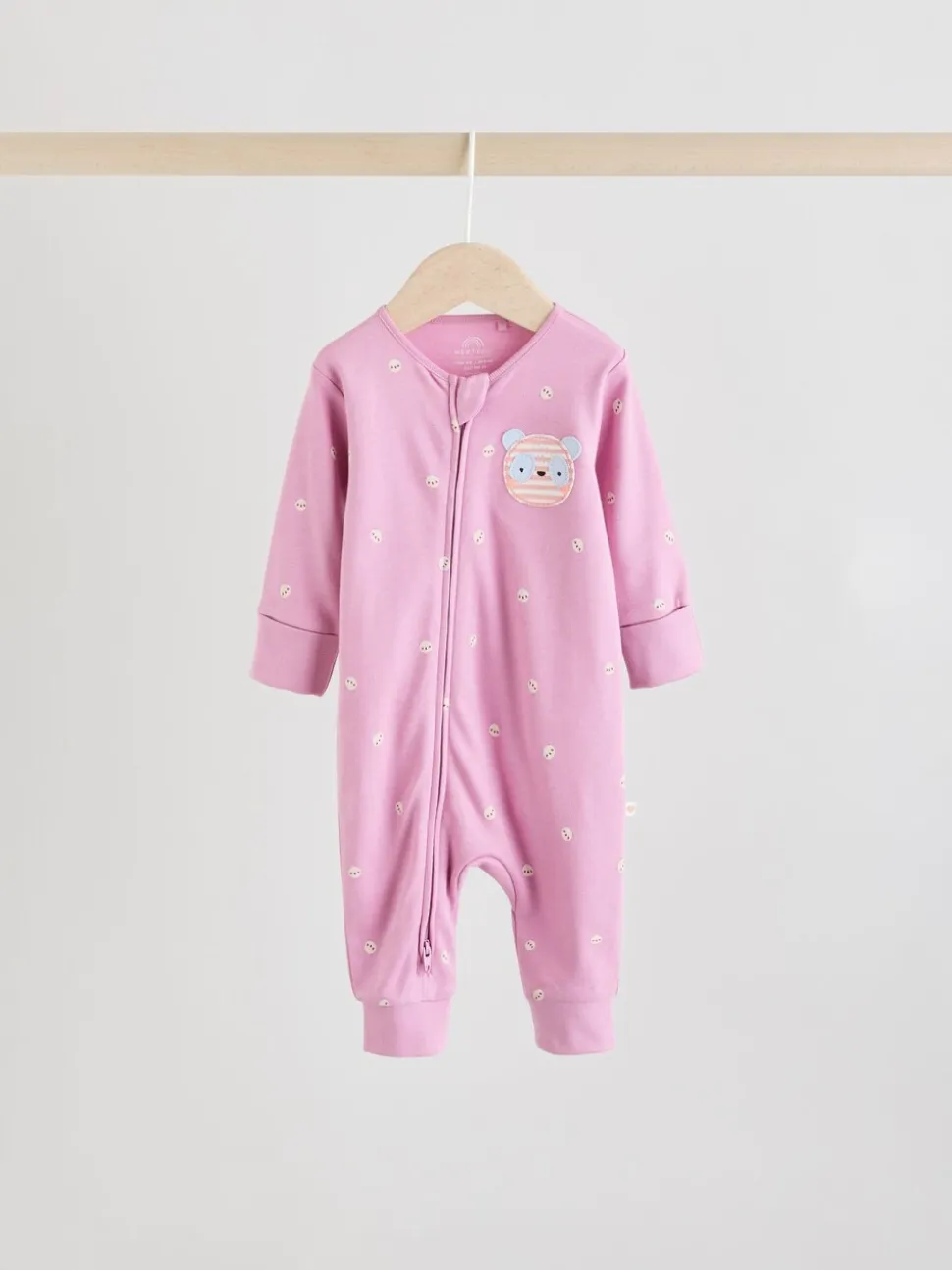 Roze met karakteristieke dierenprint - Verpakking van 5 babyslaappakjes met tweewegrits (0 mnd - 3 jr)