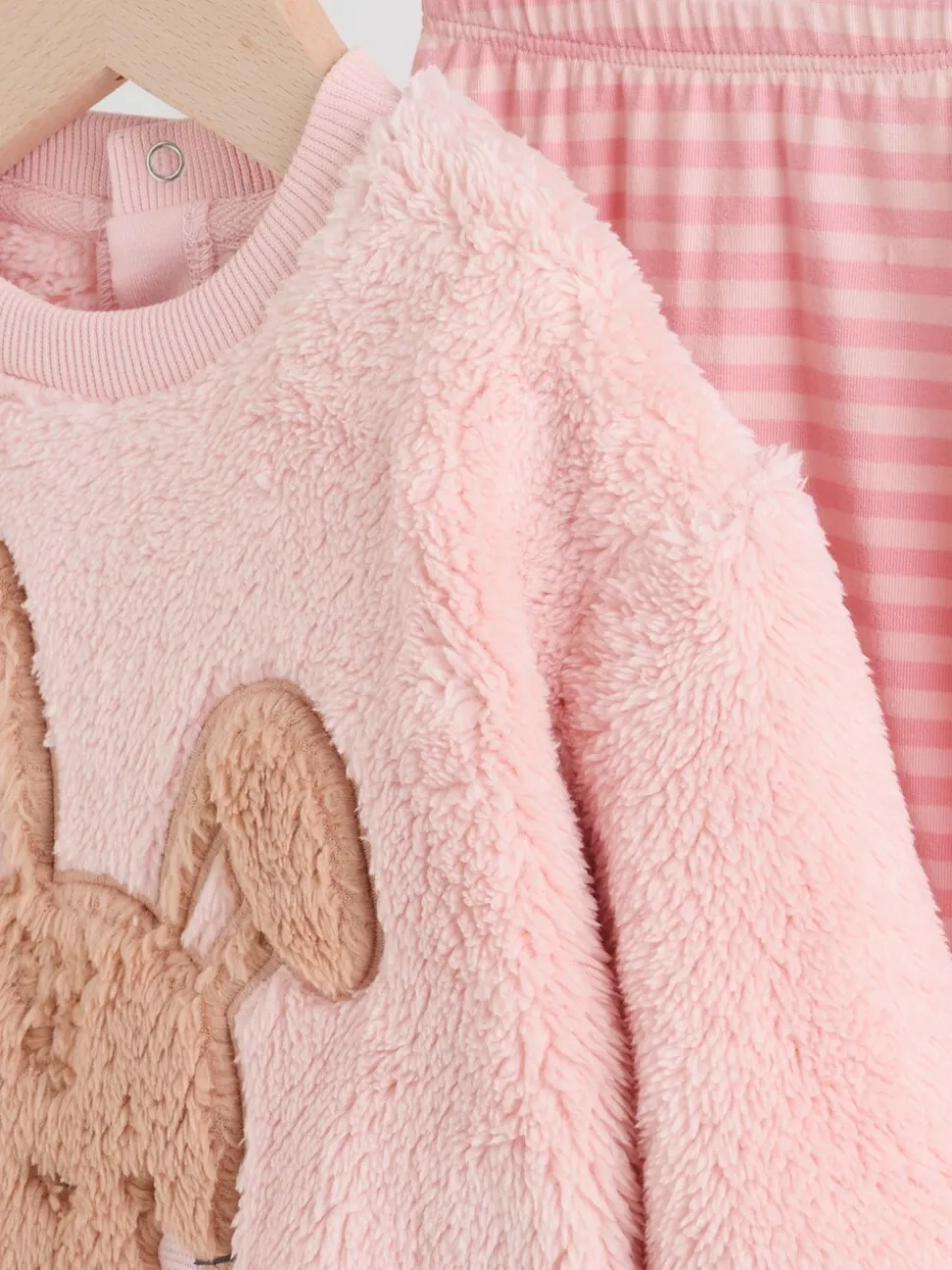 Roze met konijnen - 2 -delige Set van Fleece Tops en Leggings voor Baby''s (0mnd-2jr)