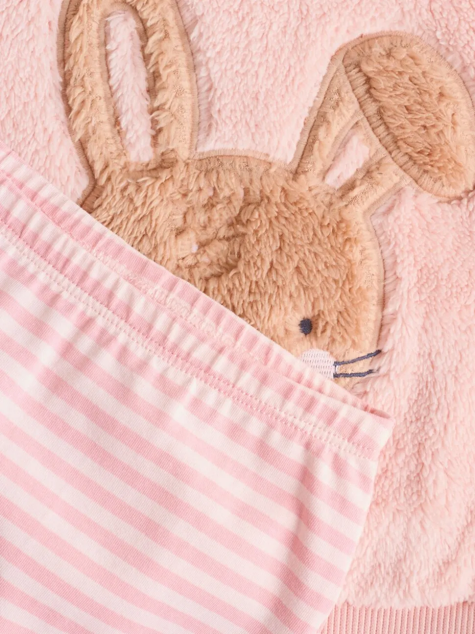 Roze met konijnen - 2 -delige Set van Fleece Tops en Leggings voor Baby''s (0mnd-2jr)