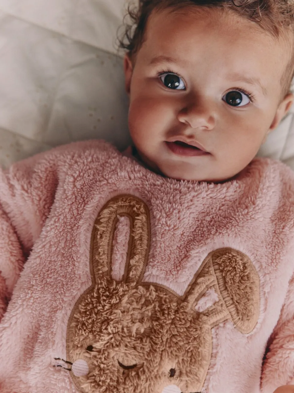 Roze met konijnen - 2 -delige Set van Fleece Tops en Leggings voor Baby''s (0mnd-2jr)