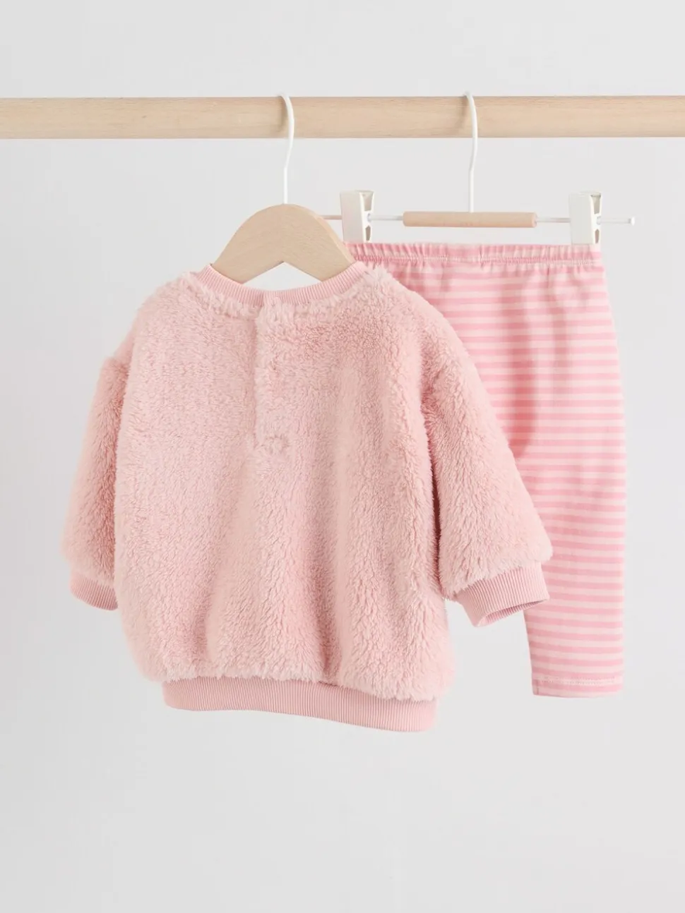 Roze met konijnen - 2 -delige Set van Fleece Tops en Leggings voor Baby''s (0mnd-2jr)