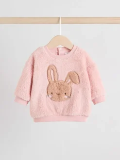Roze met konijnen - 2 -delige Set van Fleece Tops en Leggings voor Baby''s (0mnd-2jr)