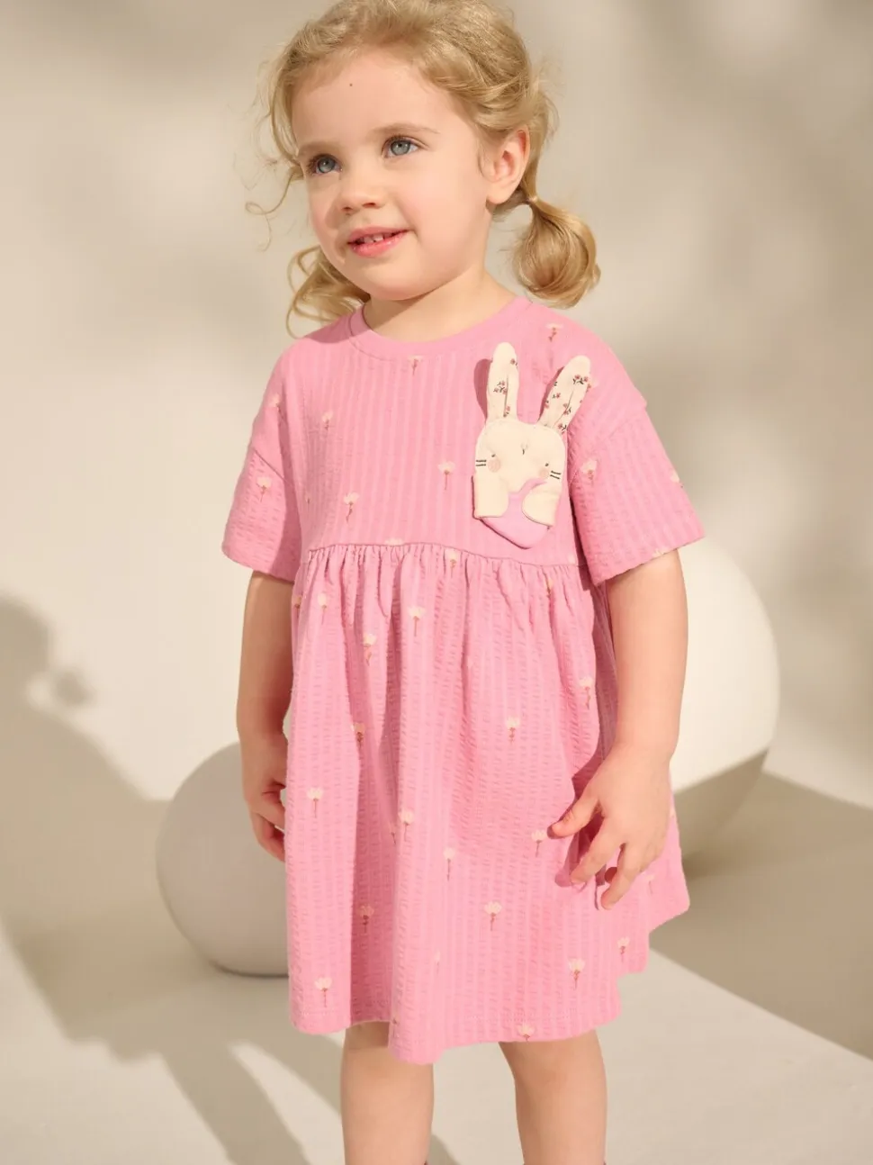 Roze met konijnen - Jersey zomerjurk (3mnd -7jr)