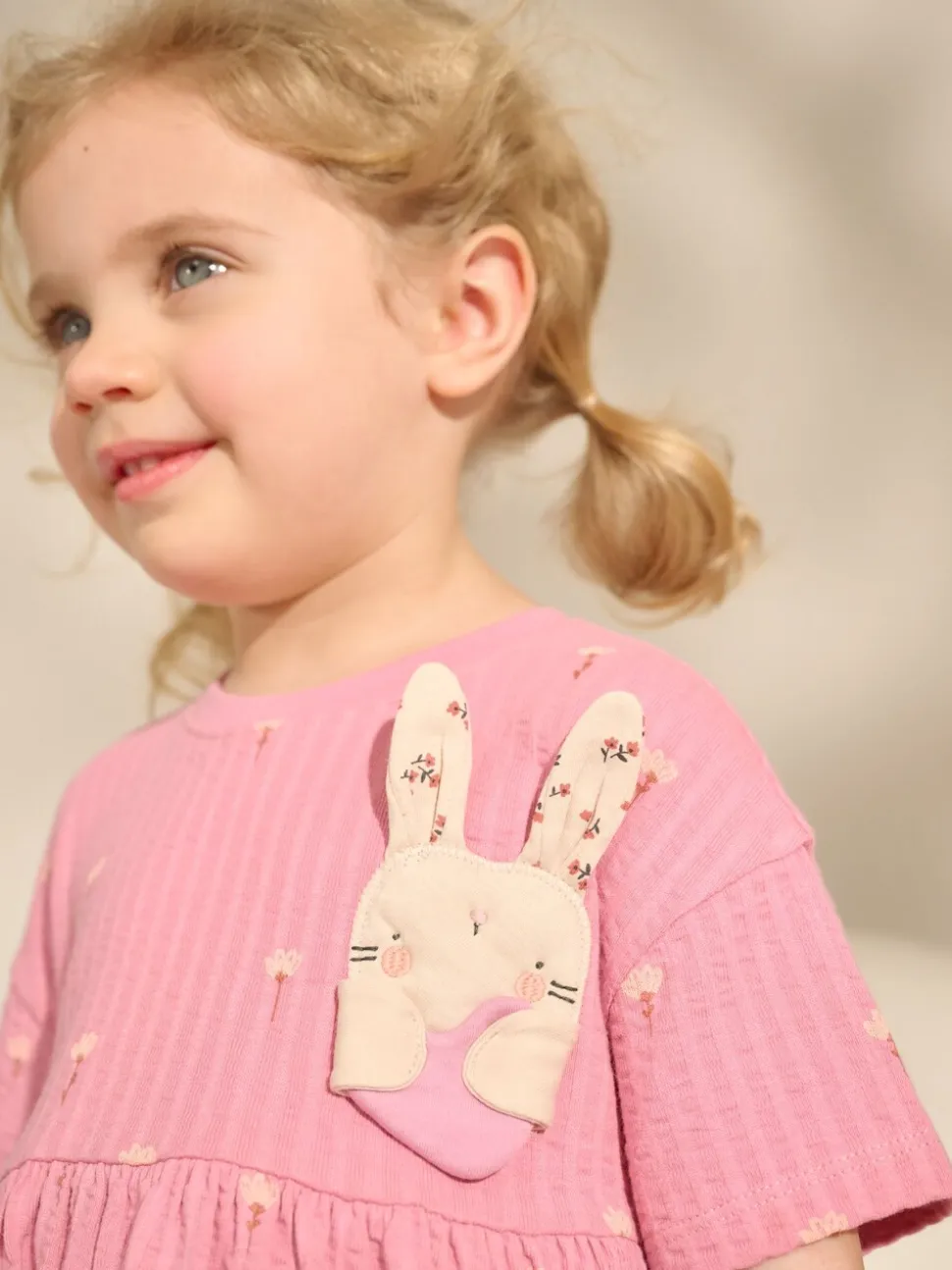 Roze met konijnen - Jersey zomerjurk (3mnd -7jr)