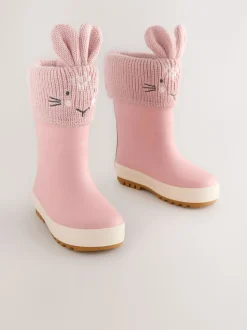 Roze met konijnen - Laarzen met gevoerde manchetten