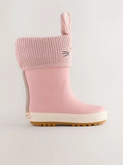 Roze met konijnen - Laarzen met gevoerde manchetten