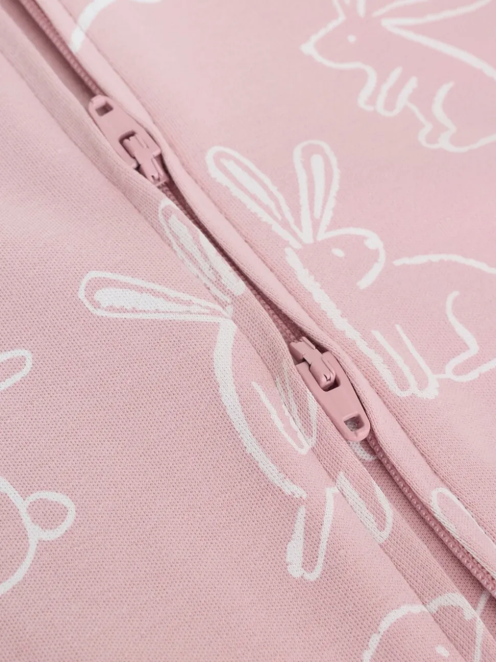 Roze met konijnen - Verpakking van 3 babyslaappakjes met tweewegrits (0 mnd - 2 jr)