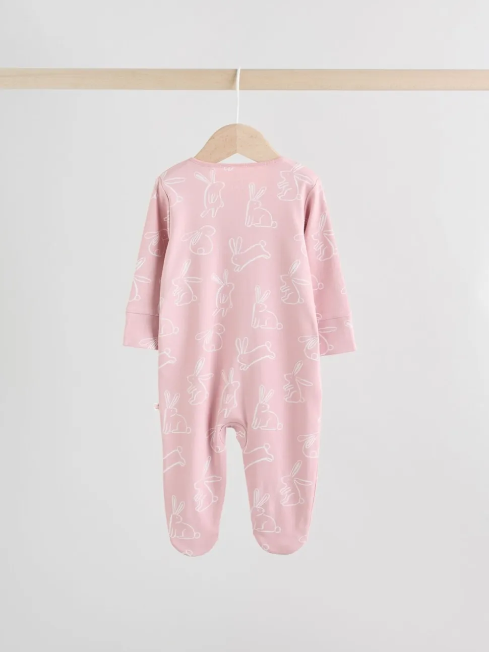 Roze met konijnen - Verpakking van 3 babyslaappakjes met tweewegrits (0 mnd - 2 jr)