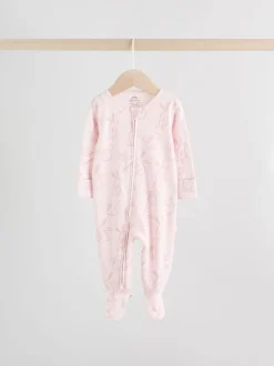 Roze met konijnen - Verpakking van 3 babyslaappakjes met tweewegrits (0 mnd - 2 jr)