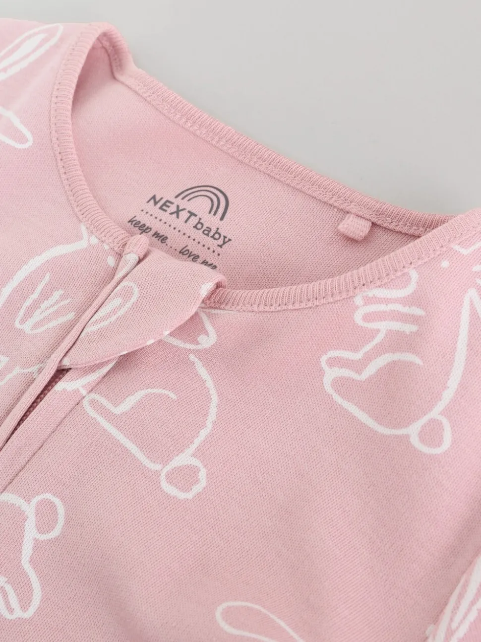 Roze met konijnen - Verpakking van 3 babyslaappakjes met tweewegrits (0 mnd - 2 jr)