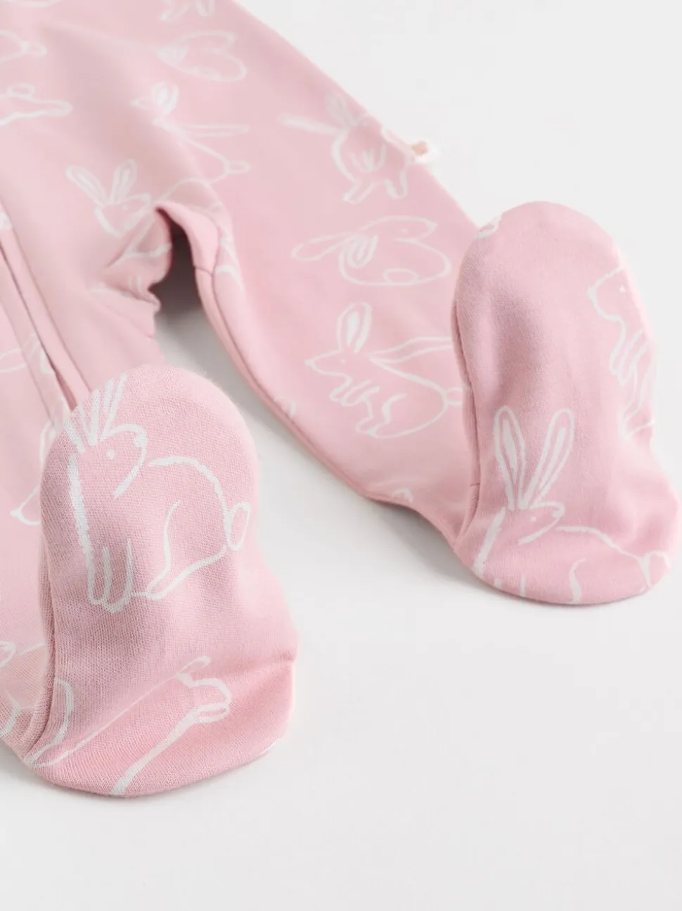 Roze met konijnen - Verpakking van 3 babyslaappakjes met tweewegrits (0 mnd - 2 jr)