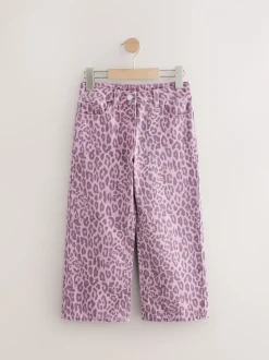 Roze met luipaardprint - Jeans met wijde pijpen (3-16 jr)