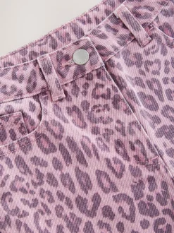 Roze met luipaardprint - Jeans met wijde pijpen (3-16 jr)