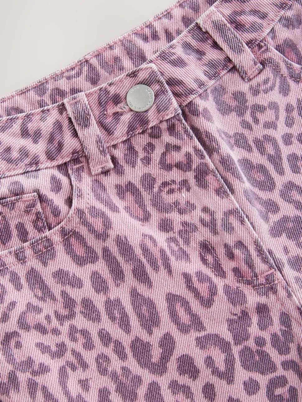 Roze met luipaardprint - Jeans met wijde pijpen (3-16 jr)