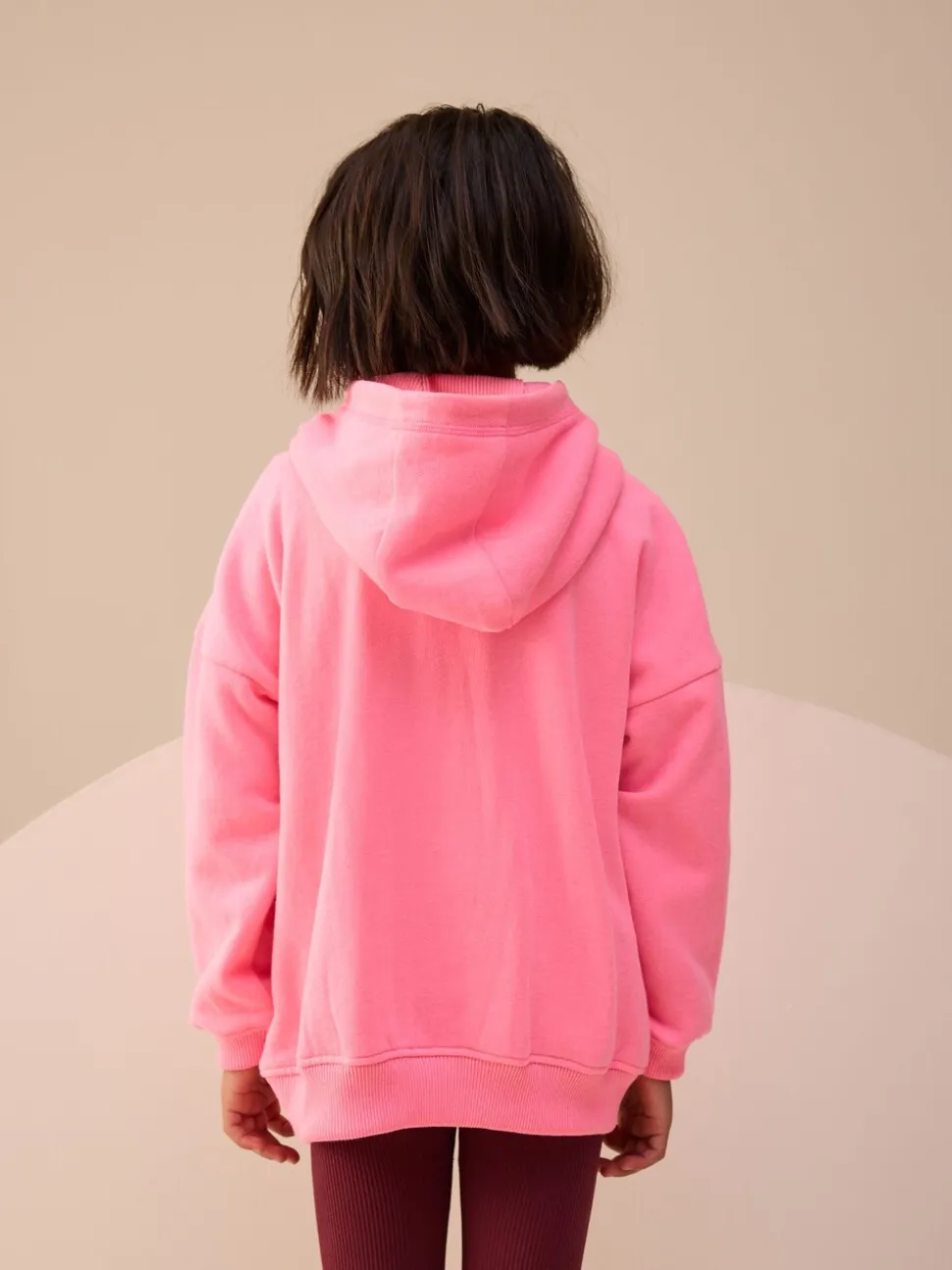 Roze met meerdere strepen - Hoodie met doorlopende rits (3-16 jr)