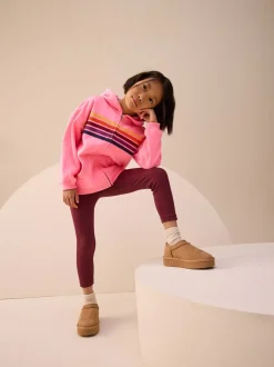 Roze met meerdere strepen - Hoodie met doorlopende rits (3-16 jr)