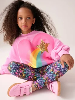 Roze met regenbooghartjes - Little Bird by Jools Oliver 2 Piece Jumper and Leggings Set