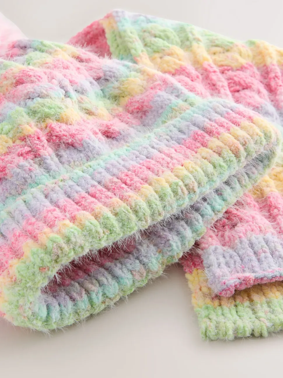 Roze met regenboogprint - Set van beanie en snood (1-13jr)