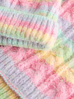Roze met regenboogprint - Set van beanie en snood (1-13jr)