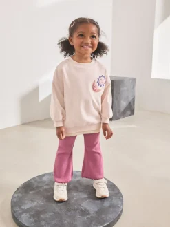 Roze met sterren - Set met top met lange mouwen en uitlopende broek (3mnd -7jr)