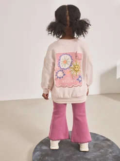 Roze met sterren - Set met top met lange mouwen en uitlopende broek (3mnd -7jr)