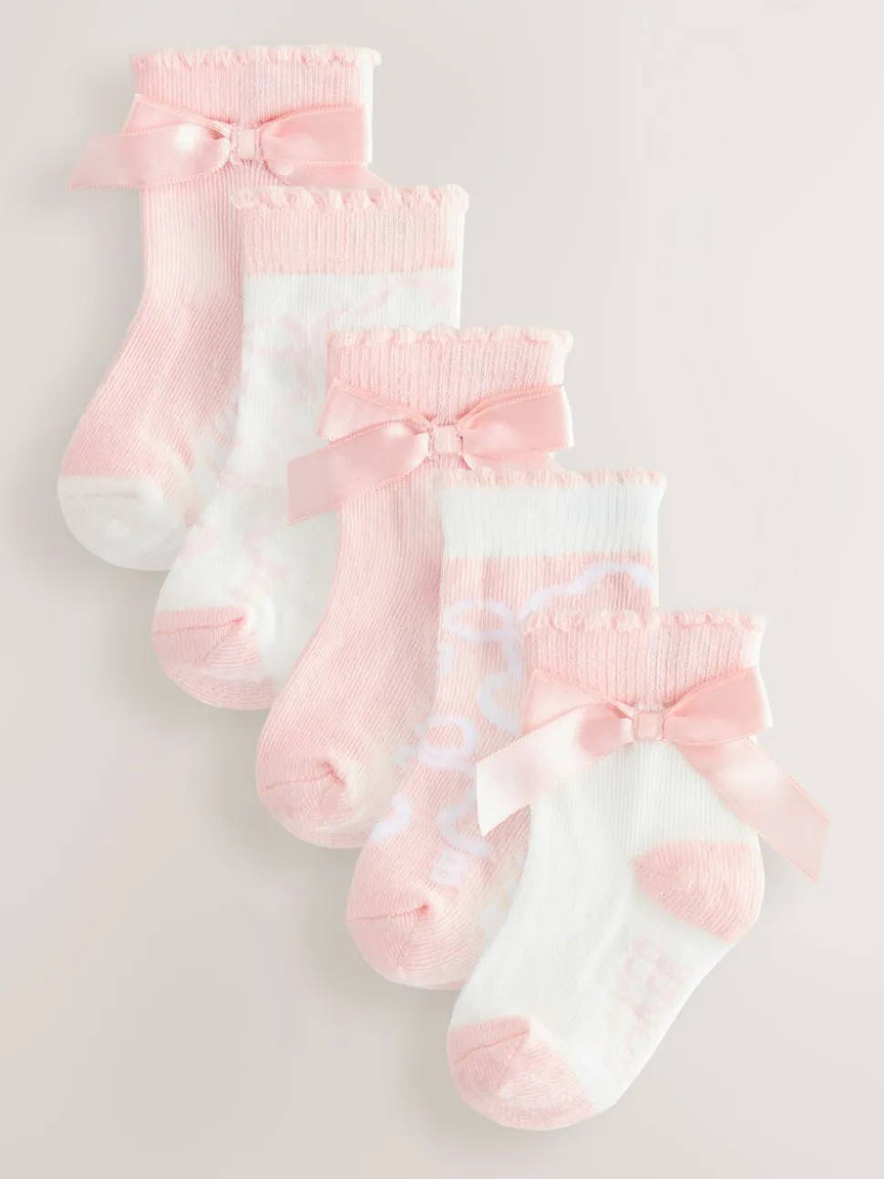 Roze met strik - Baker by Ted Baker Meisjes Sokken verpakking van 5