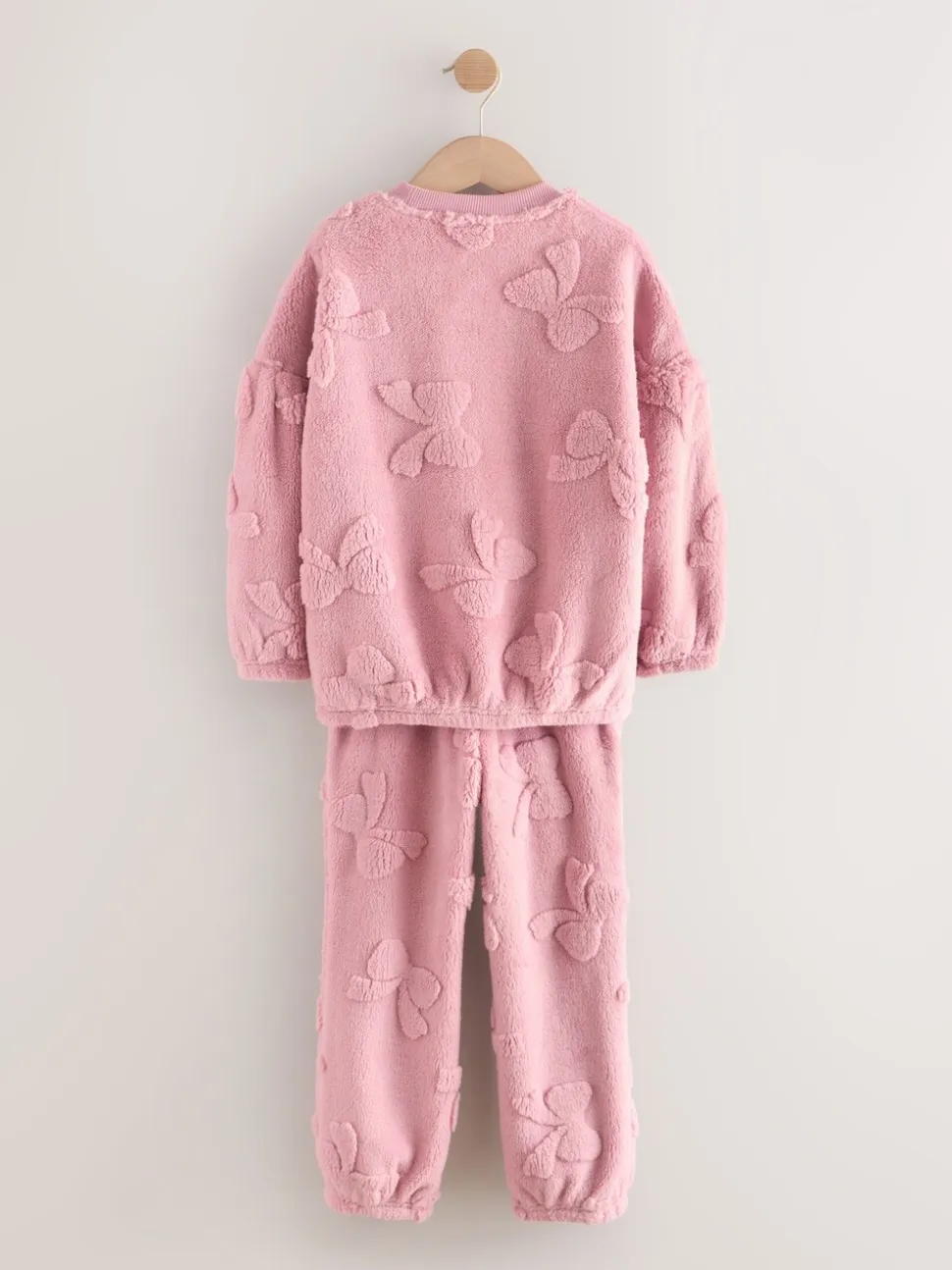 Roze met strik - Fleece Jacquard Pyjama's Set 2 Pieces (2-16jr)