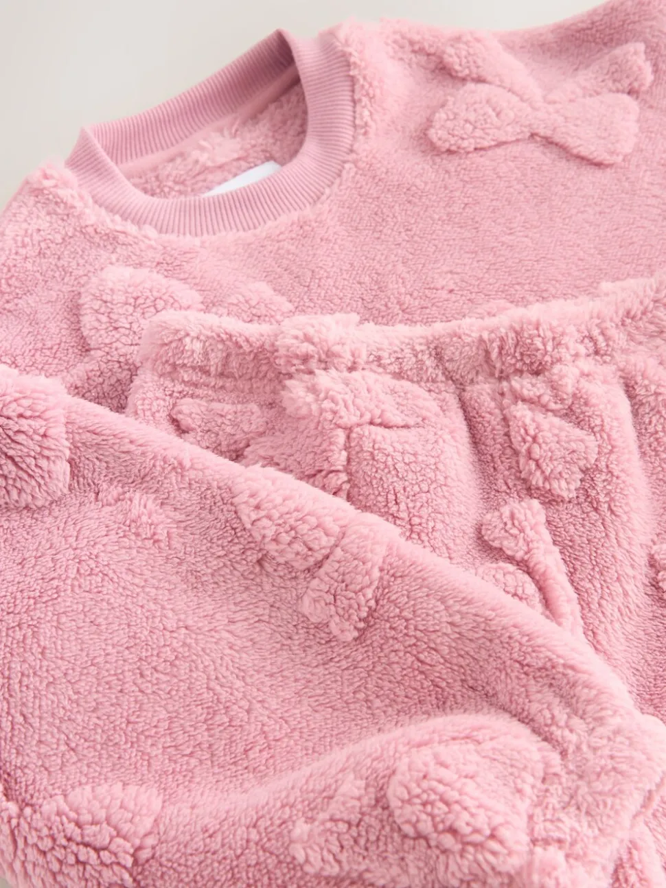 Roze met strik - Fleece Jacquard Pyjama's Set 2 Pieces (2-16jr)