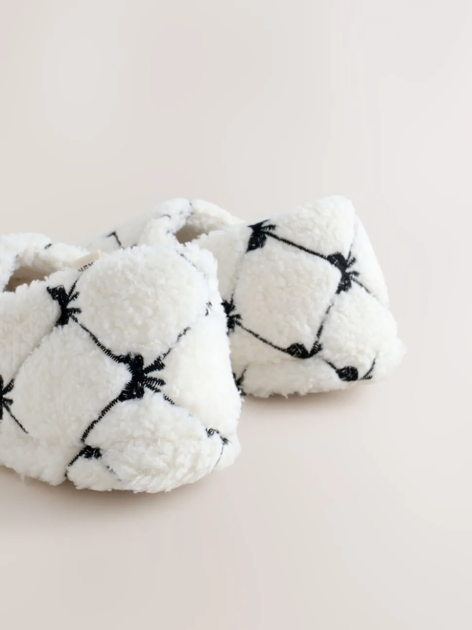 Roze met strik - Shoot pantoffels met borgvoering