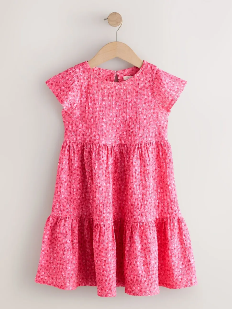 Roze met vrolijke print - Angel Sleeve Crinkle Dress (3-16yrs)