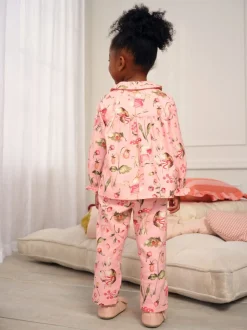 Roze muisprint - Geweven pyjama met knopen (9 mnd-10 jr)