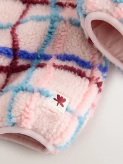 Roze rasterprint - Fleece met ritssluiting (3mnd-7jr)