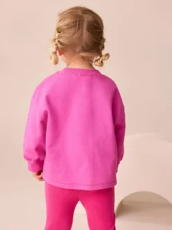 Roze regenboog met wolk en figuurtje - T-shirt met lange mouwen (3 mnd-7 jr)