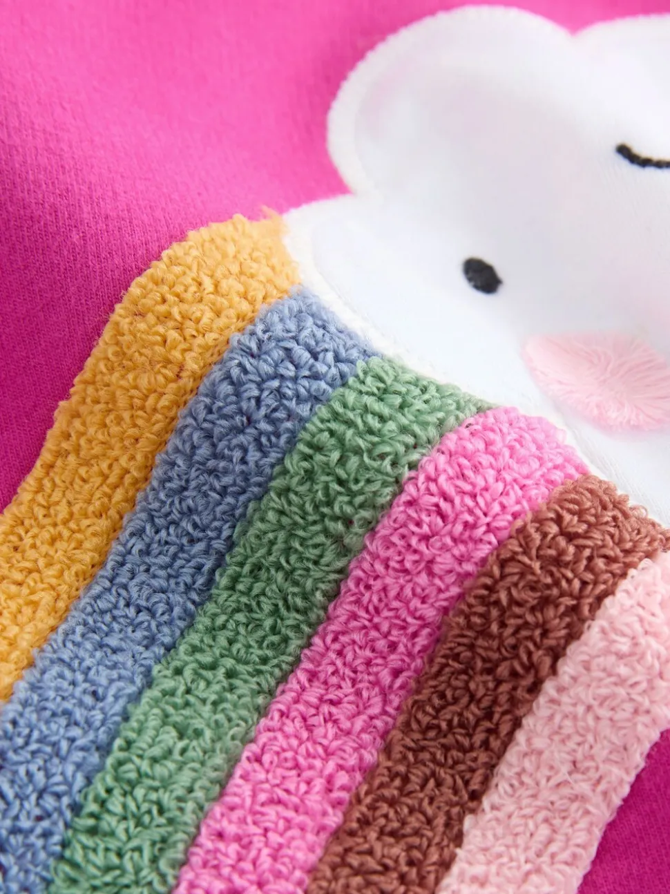 Roze regenboog met wolk en figuurtje - T-shirt met lange mouwen (3 mnd-7 jr)