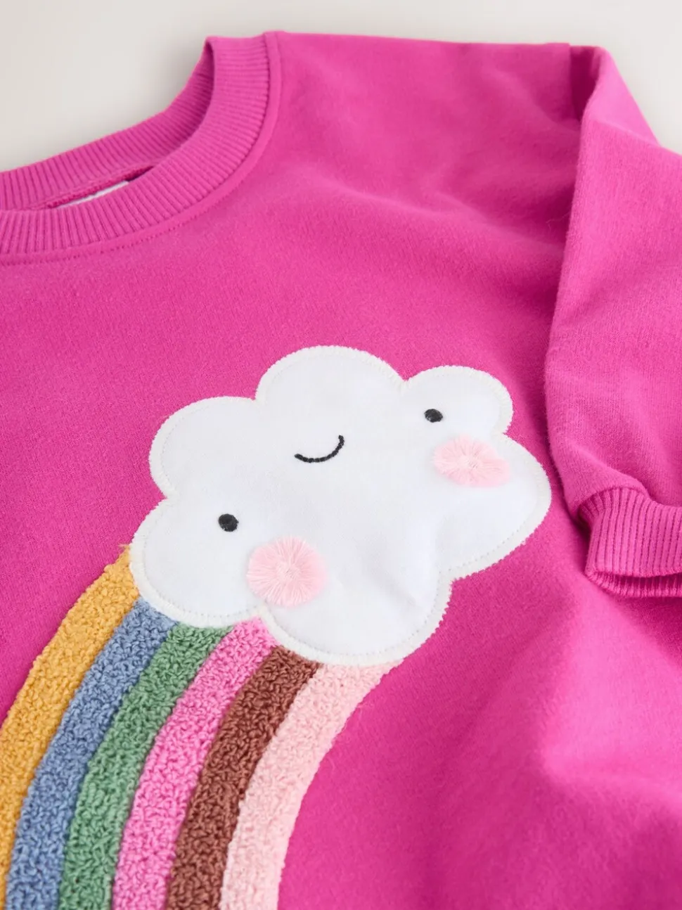 Roze regenboog met wolk en figuurtje - T-shirt met lange mouwen (3 mnd-7 jr)