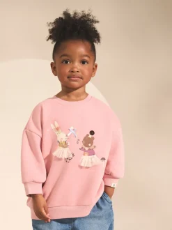 Roze sprookjesfiguren - Sweatshirt met ronde hals (3 mnd-7 jr)