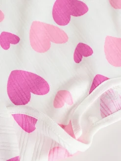 Roze ster - Set van 5 babyrompertjes met lange mouwen
