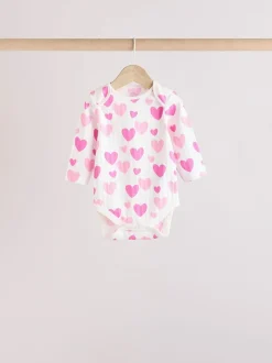 Roze ster - Set van 5 babyrompertjes met lange mouwen