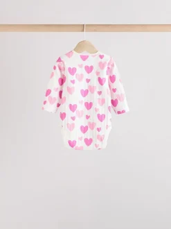 Roze ster - Set van 5 babyrompertjes met lange mouwen