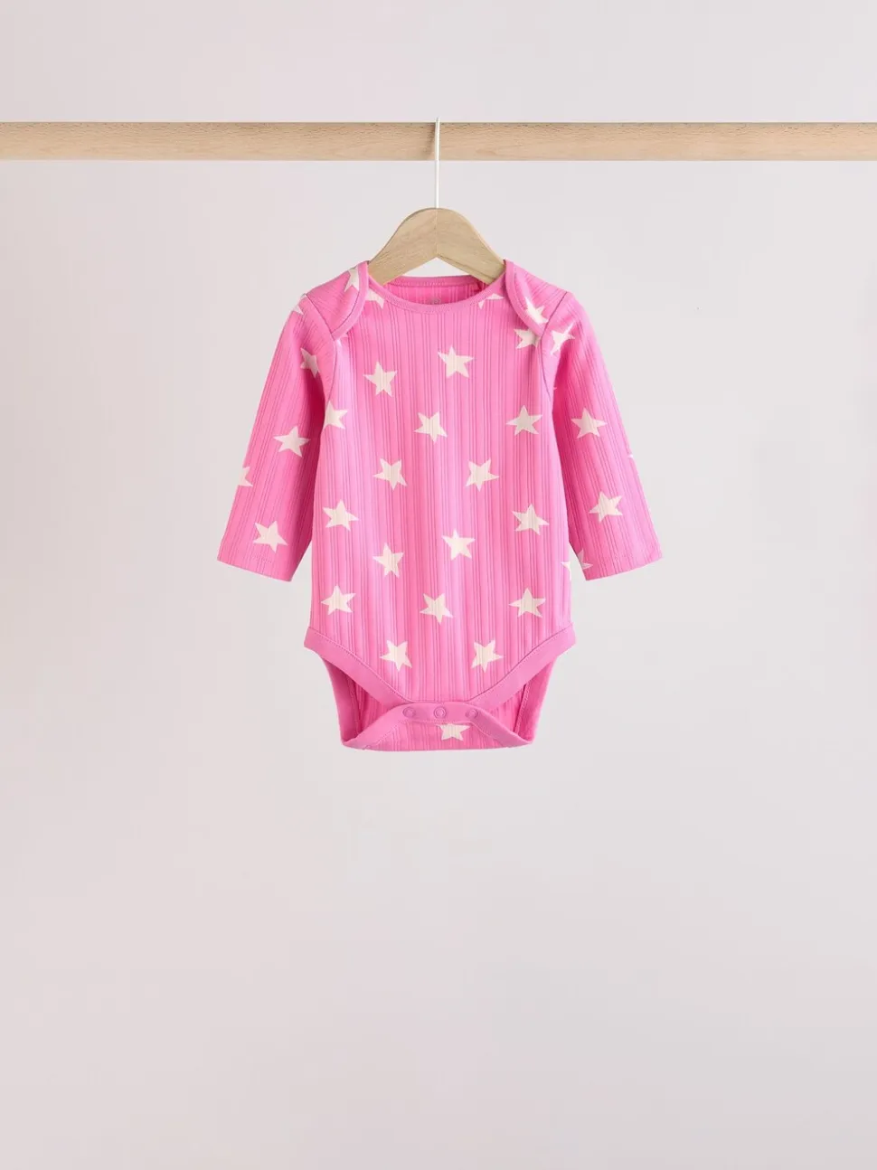 Roze ster - Set van 5 babyrompertjes met lange mouwen