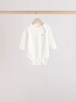 Roze ster - Set van 5 babyrompertjes met lange mouwen
