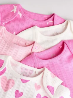 Roze ster - Set van 5 babyrompertjes met lange mouwen