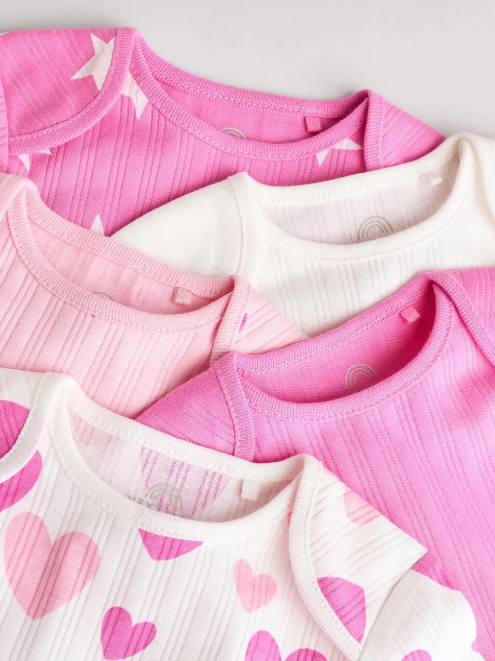 Roze ster - Set van 5 babyrompertjes met lange mouwen