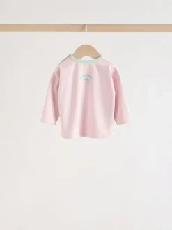 Roze streep - 6 -delige set van top met lange mouwen en leggings (0mnd -3jr)