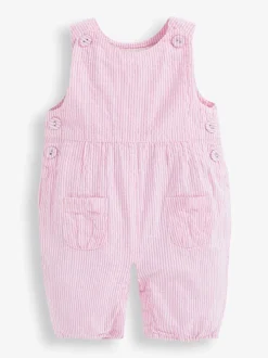 Roze streep - JoJo Maman Bébé - Gestreepte seersucker tuinbroek