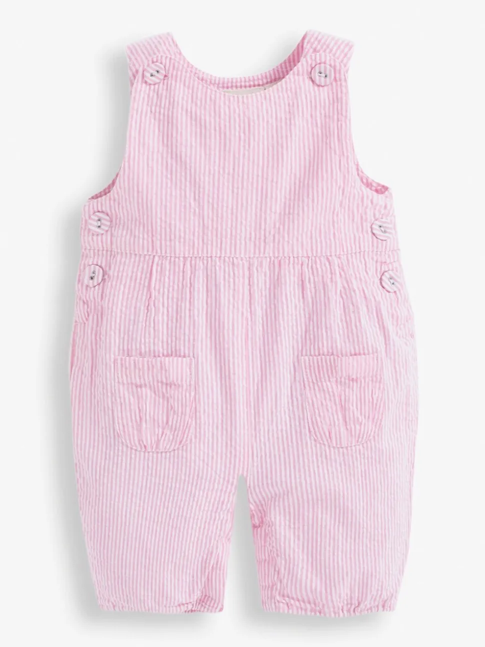 Roze streep - JoJo Maman Bébé - Gestreepte seersucker tuinbroek