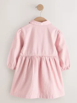 Roze streep - Long Sleeve Cotton Dress (3mths-8yrs)