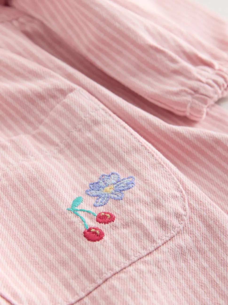 Roze streep - Long Sleeve Cotton Dress (3mths-8yrs)